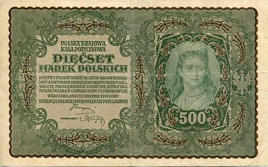 Banknot Polska 500 Marek Polskich 1920 r. CE