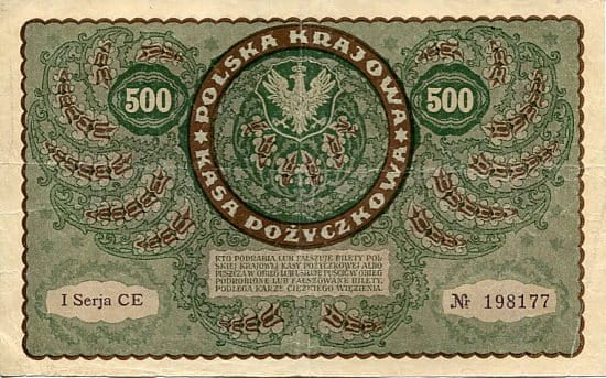 Banknot Polska 500 Marek Polskich 1920 r. CE