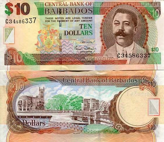 Barbados 10 Dollars 2007 r. UNC