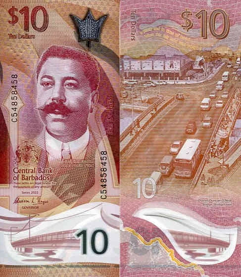 Barbados 10 Dollars 2022 r. Polimer UNC