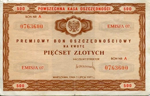 Bon oszczędnościowy 500 zł 1971 r.