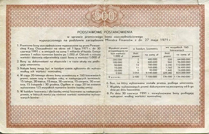 Bon oszczędnościowy 500 zł 1971 r.