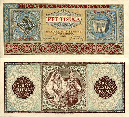 Chorwacja 5000 Kuna 1943 r. UNC-