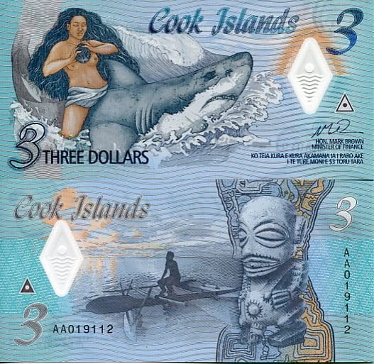 Cook Islands 3 Dollars 2021 r. Polimer UNC