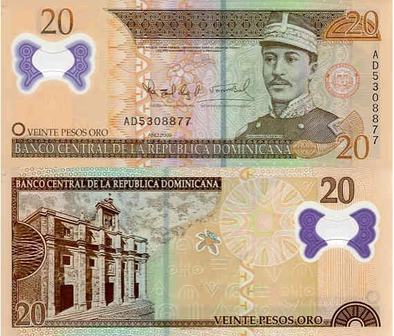 Dominikana 20 Pesos 2009 r. Polimer UNC