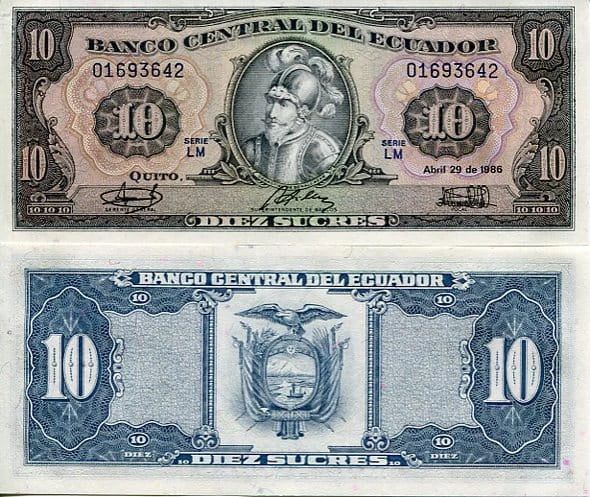 Ekwador 10 Sucres 1986 r. UNC