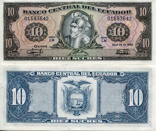 Ekwador 10 Sucres 1986 r. UNC
