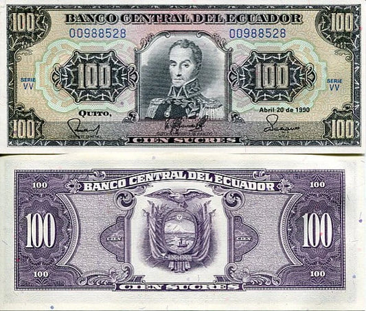 Ekwador 100 Sucres 1990 r. UNC