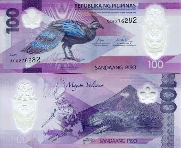 Filipiny 100 Piso 2024 r. Polimer UNC