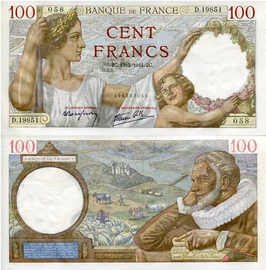 Francja 100 Francs 1941 r. UNC