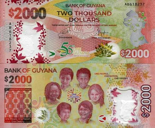 Gujana 2000 Dolarów 2022 r. Polimer UNC