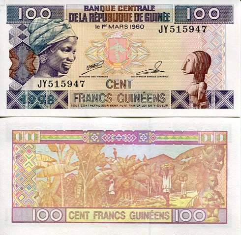 Gwinea 100 Francs 2015 r. UNC