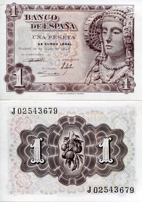 Hiszpania 1 Peseta 1948 r. UNC
