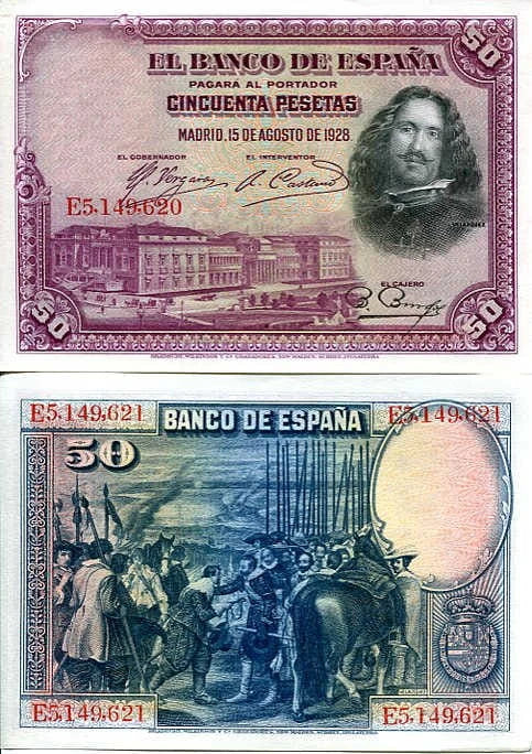 Hiszpania 50 Pesetas 1928 r. UNC
