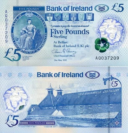 Irlandia Północna 5 Funtów 2017 r. Polimer UNC