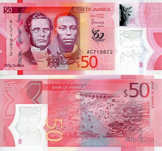 Jamajka 50 Dolarów 2022 r. Polimer UNC