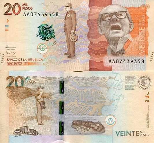 Kolumbia 20000 Pesos 2019 r. UNC