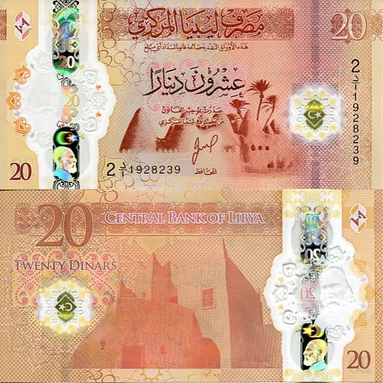 Libia 20 Dinars 2025 r. Polimer UNC