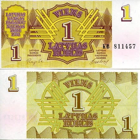 Łotwa 1 Rublis 1992 r. UNC