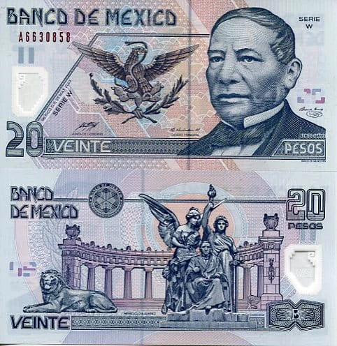 Meksyk 20 Pesos 2003 r. Polimer UNC