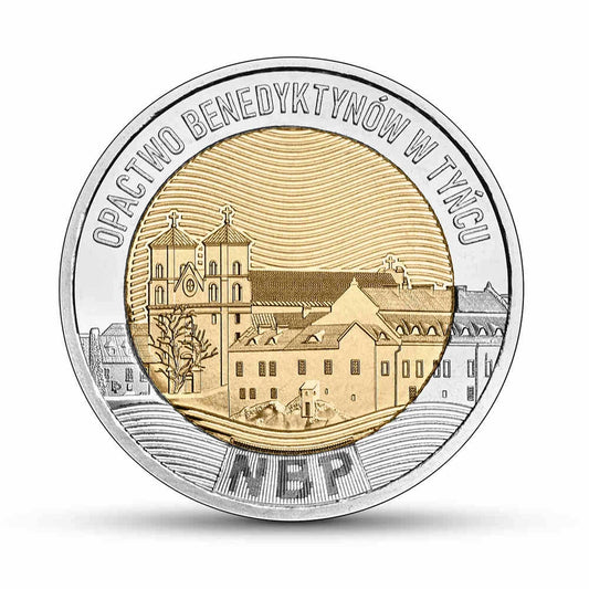 Moneta 5 zł Odkryj Polskę 2024 r. Opactwo Benedyktynów w Tyńcu