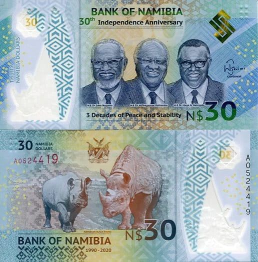 Namibia 30 Dollars 2020 r. Polimer UNC