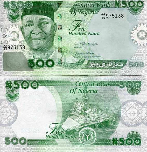 Nigeria 500 Naira 2022 r. UNC