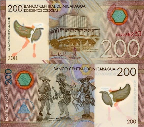 Nikaragua 200 Cordobas 2014 r. Polimer UNC