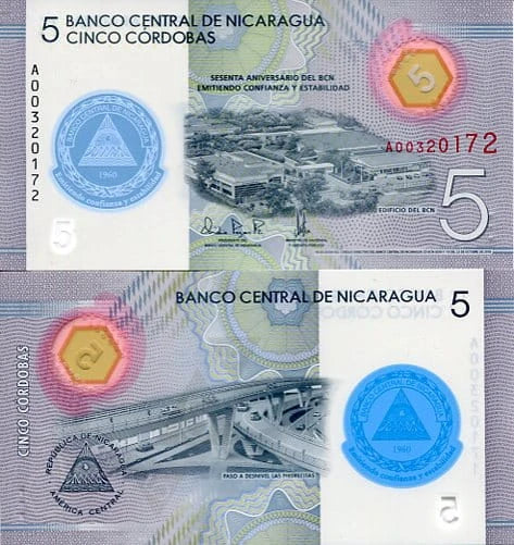 Nikaragua 5 Cordobas 2020 r. Polimer UNC