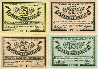 Notgeldy Szczecin Stettin 4 szt. 1921 r.