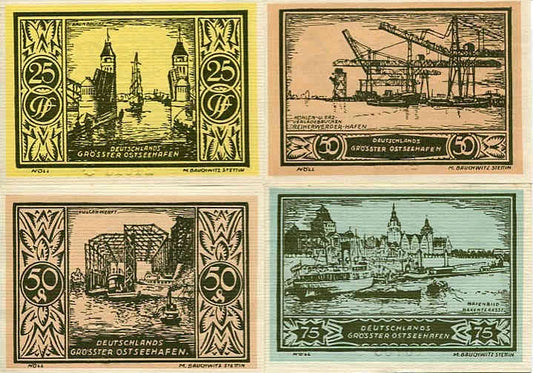Notgeldy Szczecin Stettin 4 szt. 1921 r.