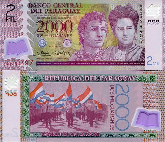Paragwaj 2000 Guaranies 2017 r.  Polimer UNC
