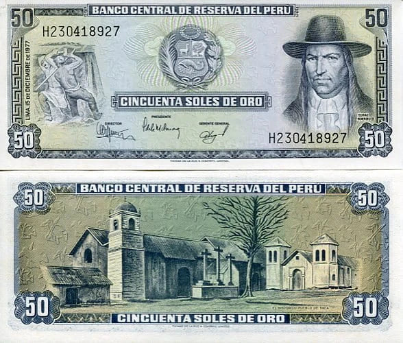 Peru 50 Soles 1977 r. UNC