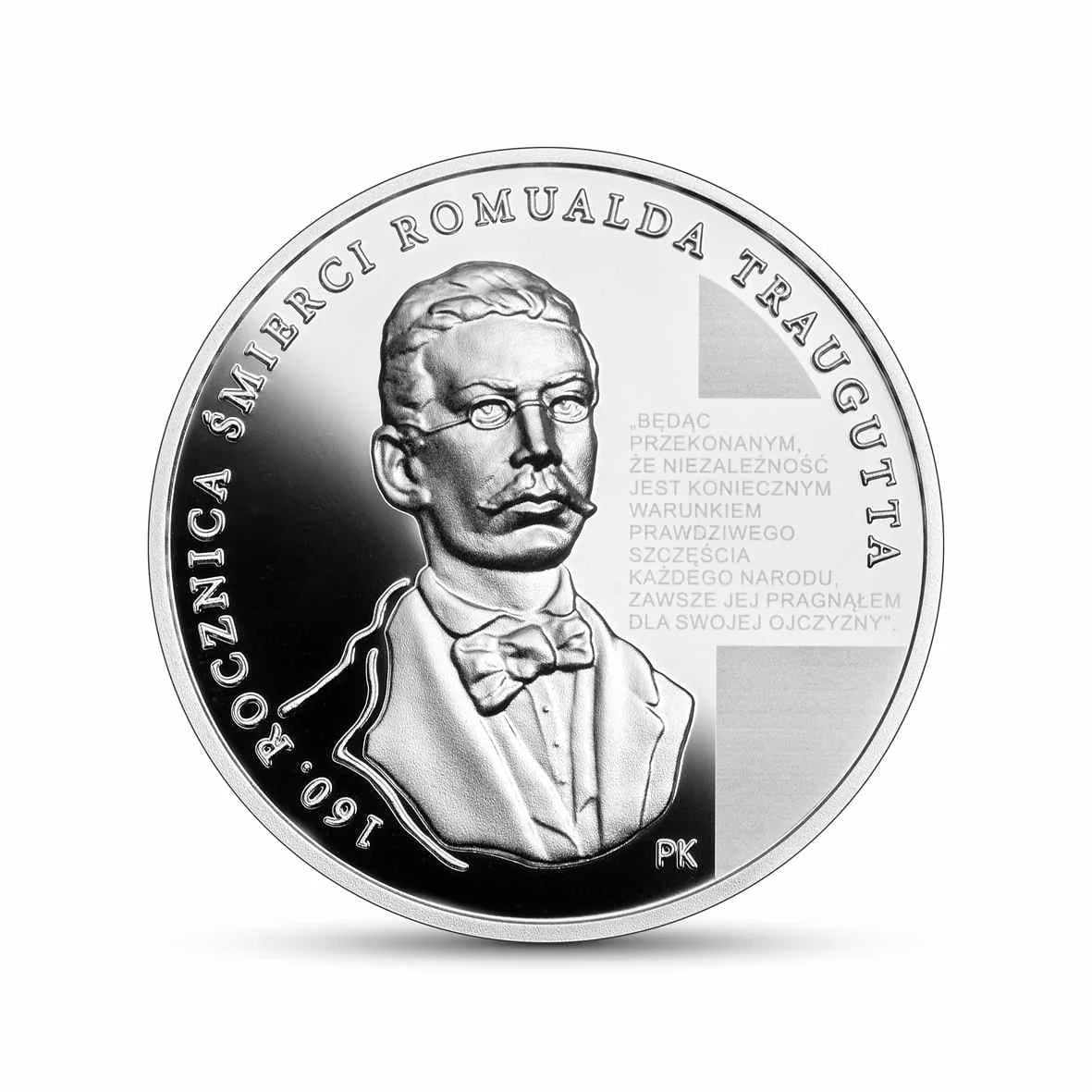 Polska 10 zł Ag 160. rocznica śmierci Romualda Traugutta 2024 r.