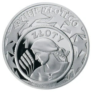 Polska 10 zł Ag Dzieje złotego 1 zł z 1924 r. Żniwiarka 2004 r.