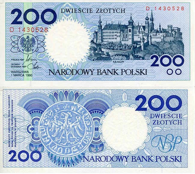 Polska 200 Złotych 1990 r. Kraków