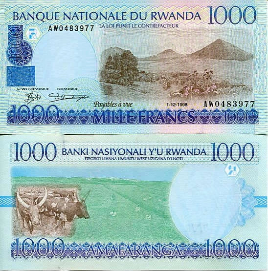 Rwanda 1000 Francs 1998 r. UNC