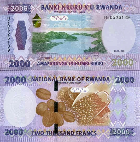 Rwanda 2000 Francs 2024 r. UNC