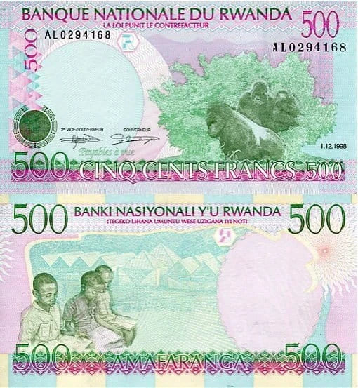 Rwanda 500 Francs 1998 r. UNC