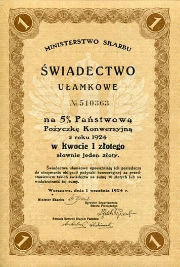 Świadectwo Ułamkowe 1924 r.