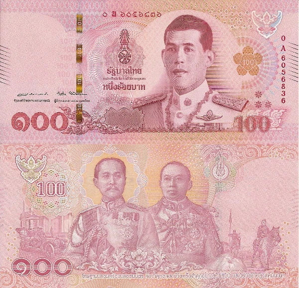 Tajlandia 100 Baht 2018 r. UNC