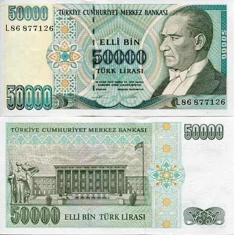Turcja 50 000 Lirasi 1970 r. UNC