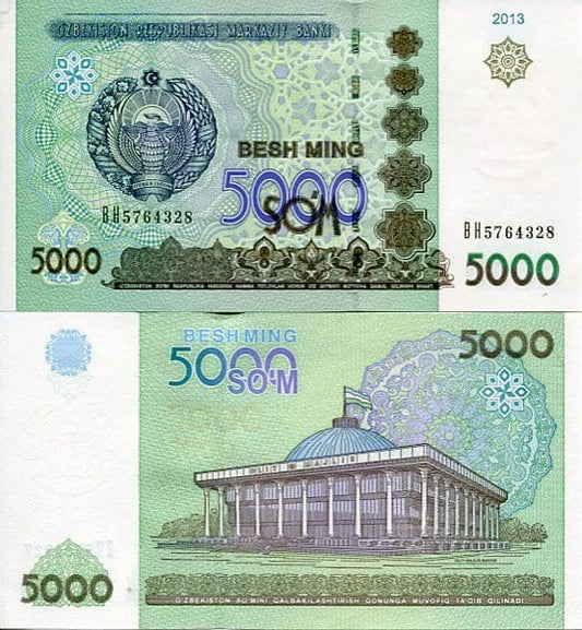 Uzbekistan 5000 Sum 2013 r. UNC