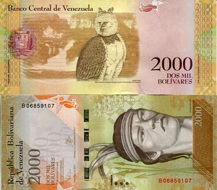 Wenezuela 2000 Bolivares 2016 r. UNC