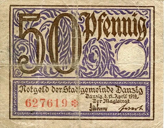 Wolne Miasto Gdańsk 50 Pfennig 1919 r.