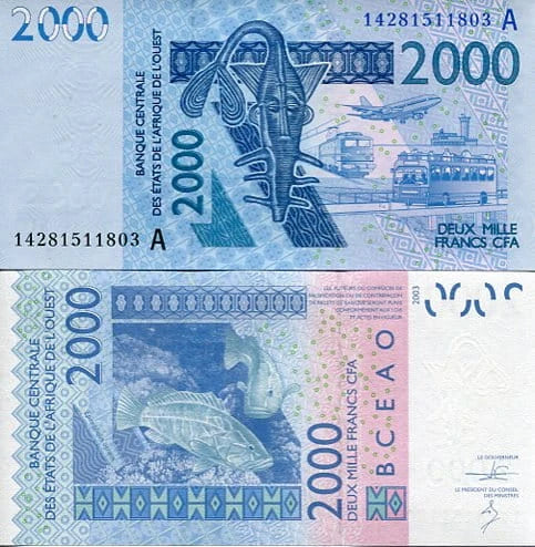 Wybrzeże Kości Słoniowej 2000 Francs 2003 r. UNC