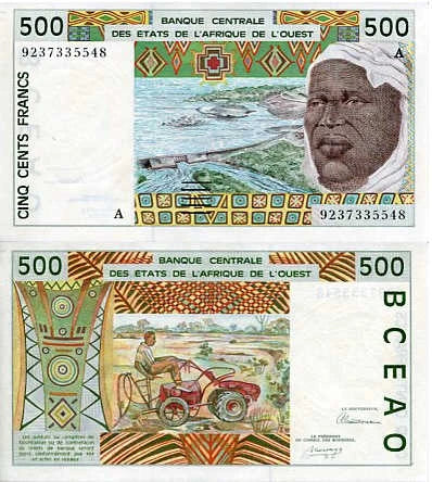 Wybrzeże Kości Słoniowej 500 Francs 1991 r. UNC