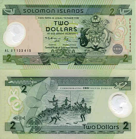 Wyspy Salomona 2 Dolary 2001 r. Polimer UNC