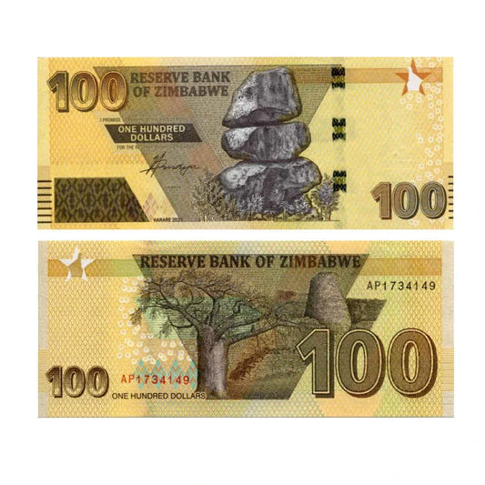 Zimbabwe 100 Dollars 2023 r. UNC